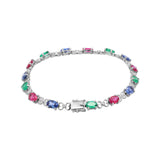Ruby, Emerald, Sapphire and Diamond 18K White Gold Bracelet