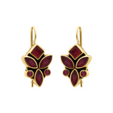 Lab Created Ruby Gemstone 925 Sterling Silver Gold Plated Earring