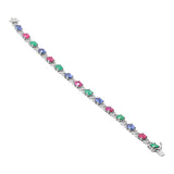 Ruby, Emerald, Sapphire and Diamond 18K White Gold Bracelet