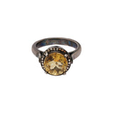 Natural Citrine and Diamond 925 Silver Handmade Black Rhodium Plated Ring