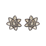 Natural Polki Diamond 925 Sterling Silver Gold Plated Silver Stud Earring