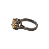 Natural Citrine and Diamond 925 Silver Handmade Black Rhodium Plated Ring