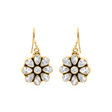 Floral Shape Natural White Topaz 925 Silver Gold Plated Designer Earring
