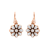Floral Shape Natural White Topaz 925 Silver Gold Plated Designer Earring