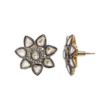 Natural Polki Diamond 925 Sterling Silver Gold Plated Silver Stud Earring