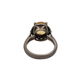 Natural Citrine and Diamond 925 Silver Handmade Black Rhodium Plated Ring