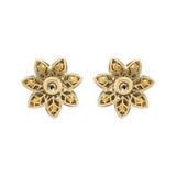 Natural Polki Diamond 925 Sterling Silver Gold Plated Silver Stud Earring