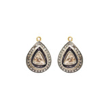 Pear Shaped Precious Polki Diamond 925 Sterling Silver Gold Plated Silver Earring