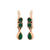 Natural Green Onyx Gemstone 925 Sterling Silver Gold Plated Earring