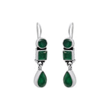Natural Green Onyx Gemstone 925 Sterling Silver Gold Plated Earring