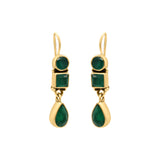 Natural Green Onyx Gemstone 925 Sterling Silver Gold Plated Earring