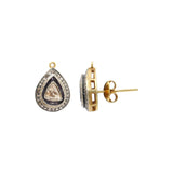 Pear Shaped Precious Polki Diamond 925 Sterling Silver Gold Plated Silver Earring