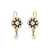 Natural White Topaz Designer 925 Silver Gold Plated Earring