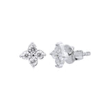 925 Sterling Silver Floral Cubic Zircon Stud Earring