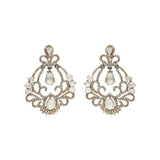 Precious Polki Diamond 925 Sterling Silver Gold Plated Partywear Earrings