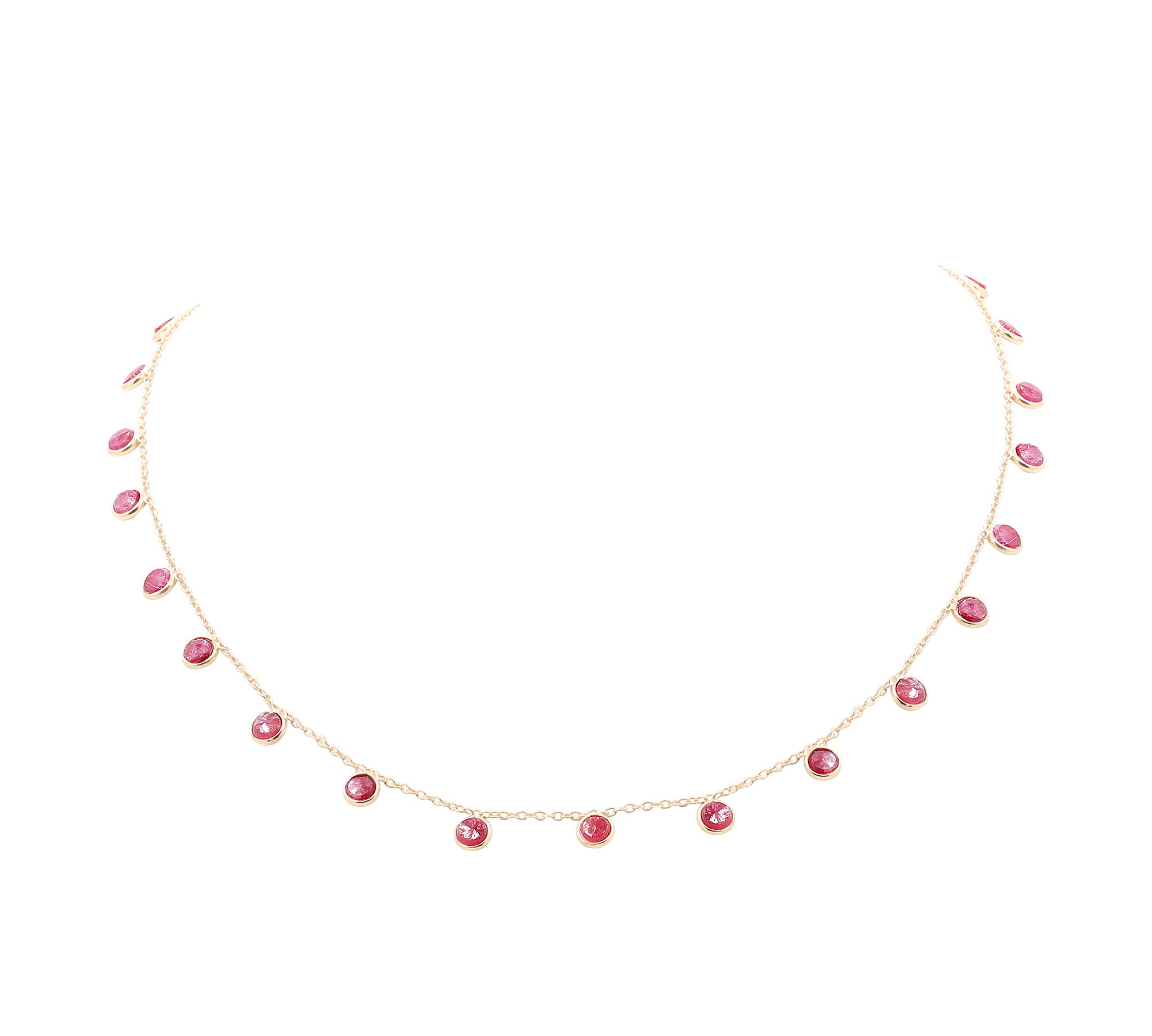 Natural Round Cut Ruby Gemstone 925 Sterling Silver Necklace For Gift