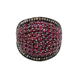 Natural Ruby and Diamond 925 Sterling Silver Designer Ring