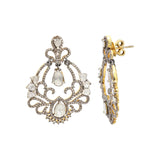 Precious Polki Diamond 925 Sterling Silver Gold Plated Partywear Earrings
