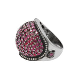Natural Ruby and Diamond 925 Sterling Silver Designer Ring