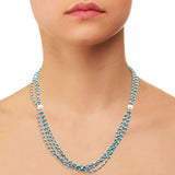 925 Sterling Silver Natural Turquoise Gemstone and Pearl Gemstone Necklace