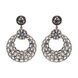 Natural Moonstone Gemstone and Diamond 925 Sterling Silver Gold Plated Earrings