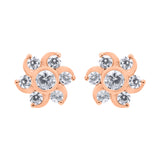 Flower Shaped 925 Sterling Silver Cubic Zircon Stud Earring