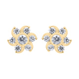Flower Shaped 925 Sterling Silver Cubic Zircon Stud Earring
