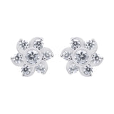 Flower Shaped 925 Sterling Silver Cubic Zircon Stud Earring