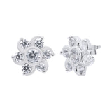 Flower Shaped 925 Sterling Silver Cubic Zircon Stud Earring
