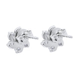 Flower Shaped 925 Sterling Silver Cubic Zircon Stud Earring