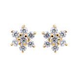 Handmade 925 Sterling Silver Floral Cubic Zircon Stud Earring