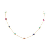 925 Sterling Silver Gold Plated Natural Sapphire Ruby and Emerald Gemstone Necklace