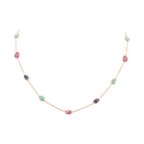 925 Sterling Silver Gold Plated Natural Sapphire Ruby and Emerald Gemstone Necklace