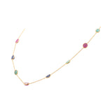925 Sterling Silver Gold Plated Natural Sapphire Ruby and Emerald Gemstone Necklace