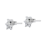 Handmade 925 Sterling Silver Floral Cubic Zircon Stud Earring