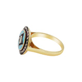 Natural Polki diamond Enamel 925 Sterling Silver Gold Plated Ring