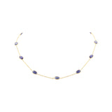 925 Sterling Silver Natural Sapphire Gemstone Gold Plated Necklace