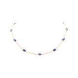925 Sterling Silver Natural Sapphire Gemstone Gold Plated Necklace