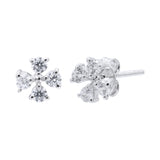 Floral Cubic Zircon 925 Sterling Silver Stud Earring
