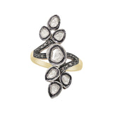 Natural Polki Diamond 925 Silver Gold Plated Ring