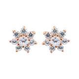 Floral Cubic Zircon 925 Sterling Silver Stud Earring