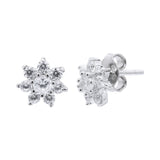 Floral Cubic Zircon 925 Sterling Silver Stud Earring