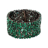 Natural Emerald and Diamond 925 Sterling Silver Bracelet