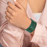 Natural Emerald and Diamond 925 Sterling Silver Bracelet