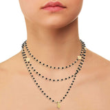 925 Sterling Silver Natural Black Spinel Gemstone Gold Plated Necklace