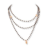 925 Sterling Silver Natural Black Spinel Gemstone Gold Plated Necklace