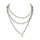 925 Sterling Silver Natural Black Spinel Gemstone Gold Plated Necklace