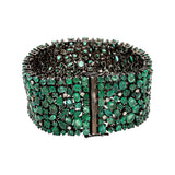 Natural Emerald and Diamond 925 Sterling Silver Bracelet