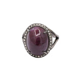 Star Ruby and Diamond 925 Silver Black Rhodium Plated Designer Ring