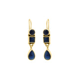 Blue Gemstone 925 Silver Gold Plated Dangle Earring